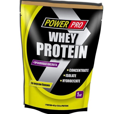 *Протеїн Power Pro Whey Protein зі смаком банана 1 кг