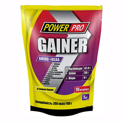 Суміш Power Pro Gainer 30% зі смаком банана 1кг