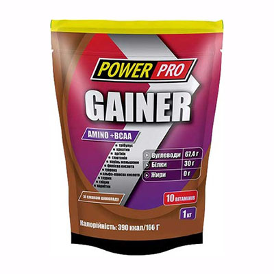 *Суміш Power Pro Gainer 30% зі смаком шоколаду 1 кг