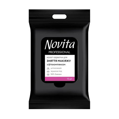 *Серветки вологі Novita Professional д/зняття макіяжу з фітокомплексом №15