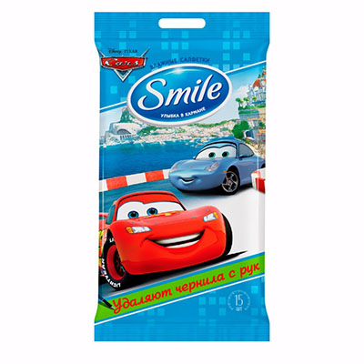 Серветки Smile вологі №15 Тачки Саллі МакКвін