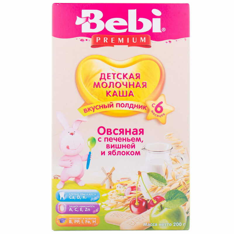 Каша Bebi для підвечірка вівсяна Печ з вишнею і яблуком