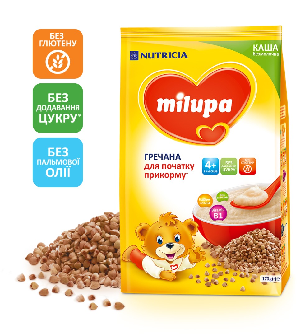 Каша Milupa безмолочная гречневая от 4-х месяцев 170г Каша Milupa безмолочная гречневая от 4-х месяцев 170г