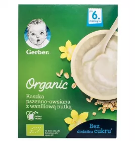 *Каша Gerber Organic безмолочная пшенично-овсяная с ванильным вкусом 240г