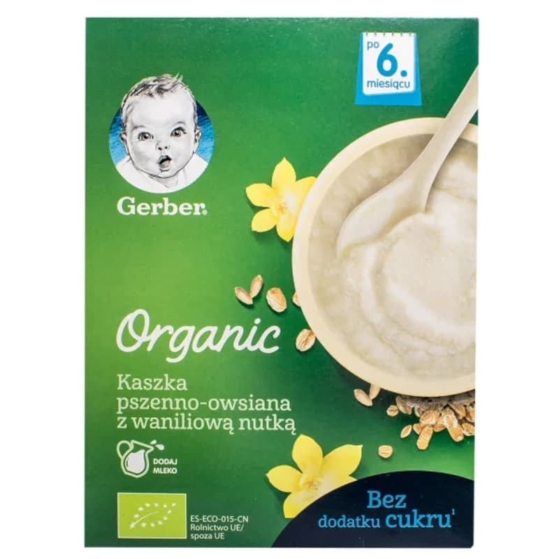 Каша безмолочна Gerber Organic пшенично-вівсяна з ванільним смаком 240г