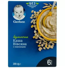 Каша Gerber безмолочна вівсяна з пшеницею 200г