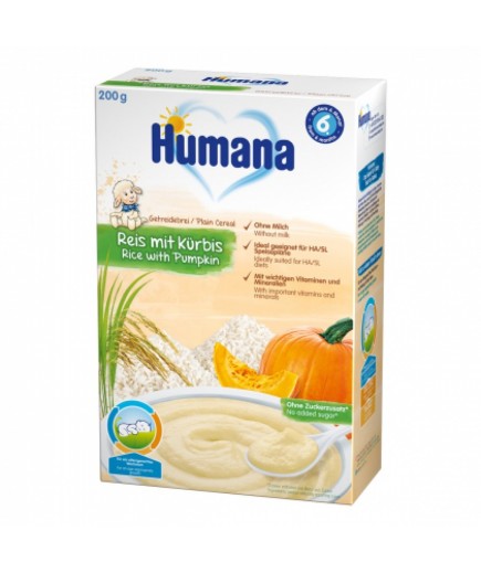 *Каша Humana безмолочная Рисовая с тыквой 200г (775689)