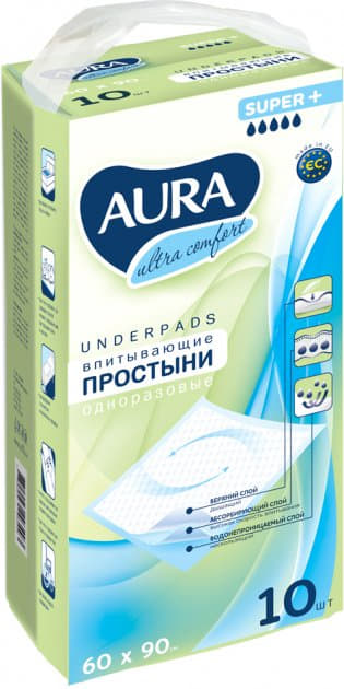 *Пеленки Аура детские одноразовые 60х90 см №10 *Пеленки Аура детские одноразовые 60х90 см №10