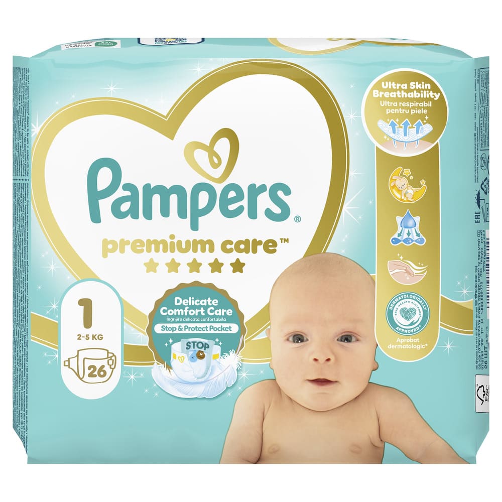 Підгузники Pampers Premium Care Newborn (2-5 кг) №26