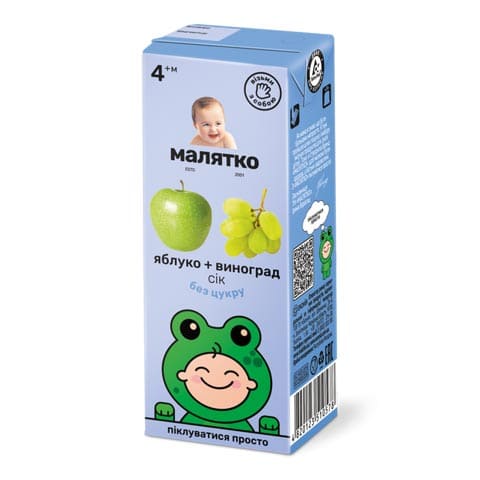Сік Малятко яблучно-виноградний освітл ТП 200 мл