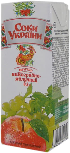 *Сік Соки України Виноградно-яблучний  0,2 л