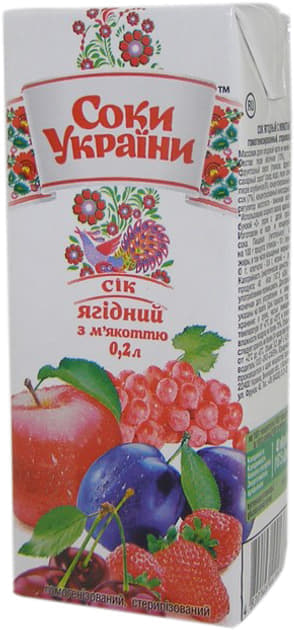 *Сок Соки України Ягодный 0,2 л