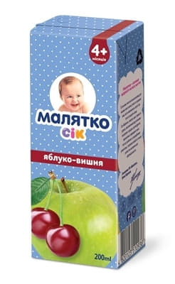 Сік Малятко яблучно-вишневий ТП 200 мл