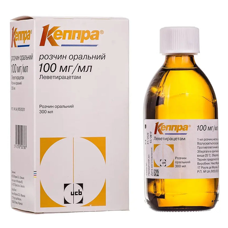 Кеппра розчин 100 мг/мл по 300 мл у флаконі