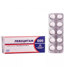Левіцитам 500 таблетки по 500 мг 30 шт. (10х3)