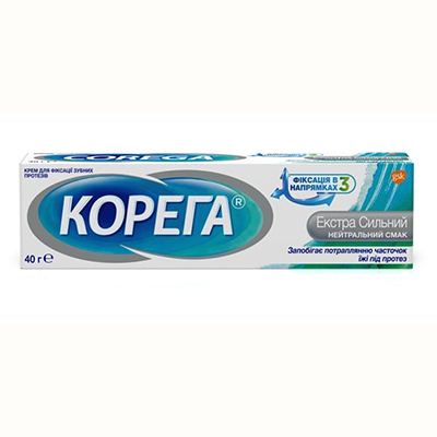 Крем Corega для фиксации зубных протезов Экстра сильный Нейтральный вкус 40 г Крем Corega для фиксации зубных протезов Экстра сильный Нейтральный вкус 40 г