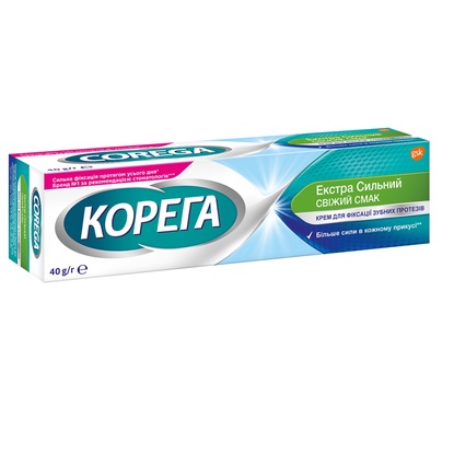 Крем Corega для фиксации зубных протезов Экстра Свежий вкус 40 г Крем Corega для фиксации зубных протезов Экстра Свежий вкус 40 г