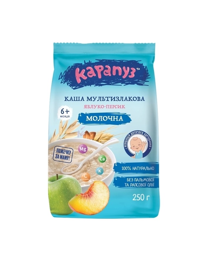 Каша Карапуз мультизлакова молочна яблуко/персик 250 г