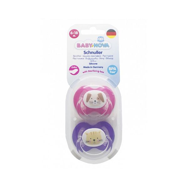 *Пустушка Baby-nova 28340LL плоска з малюнком та кільцем 1 р С