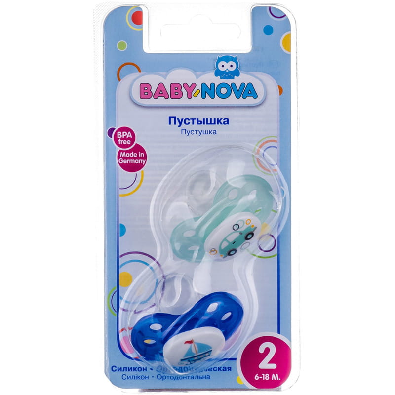 *Пустушка Baby-nova 28682LL плоска з малюнком 2 р С