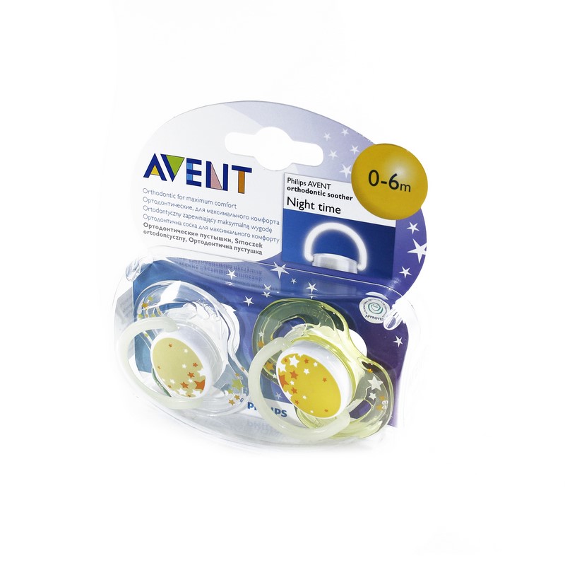 *Пустушка Avent 176/18 ортодонтична нічна 0-6 міс 2шт