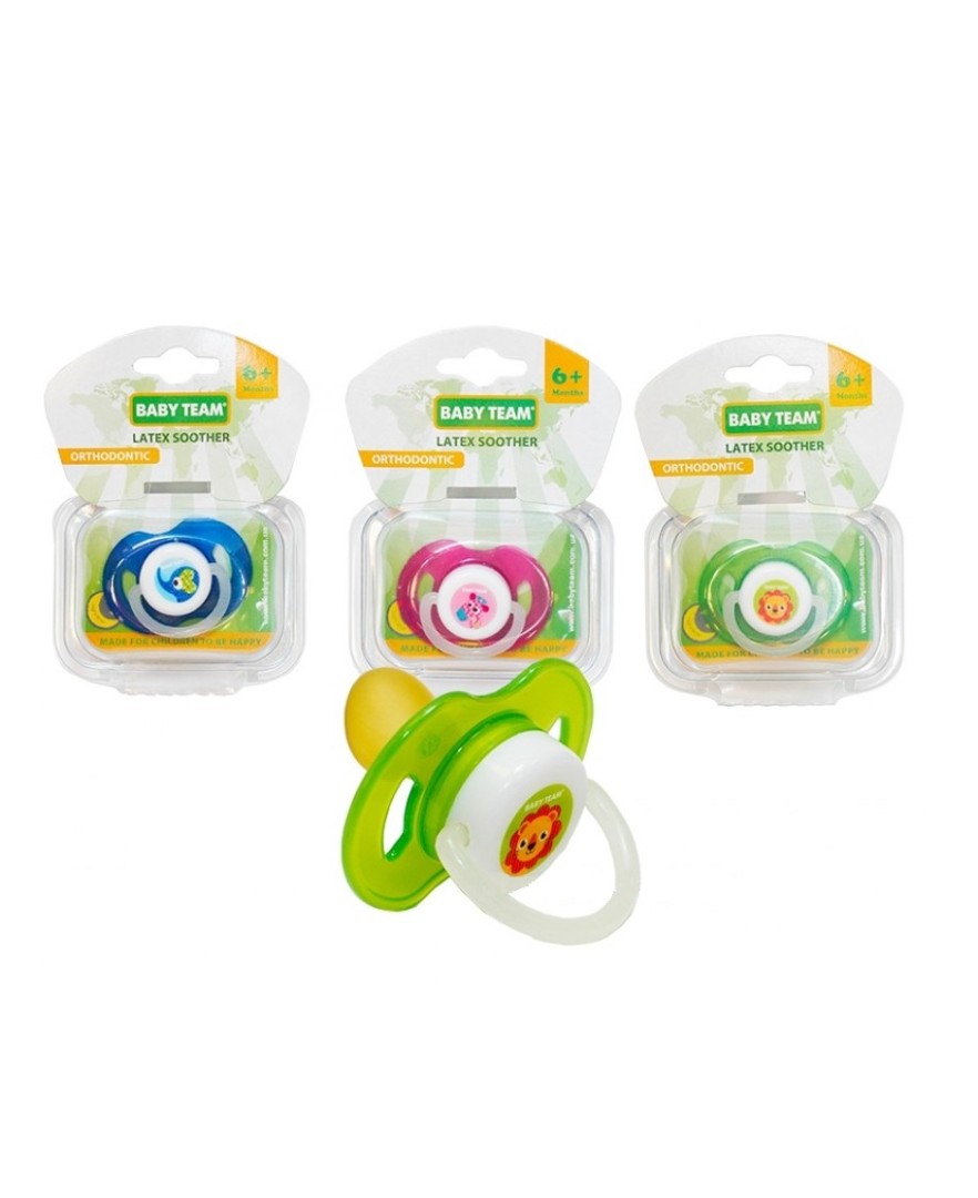 Пустушка Baby Team 3204 латексна ортодонтична нічна 6+ 1 шт