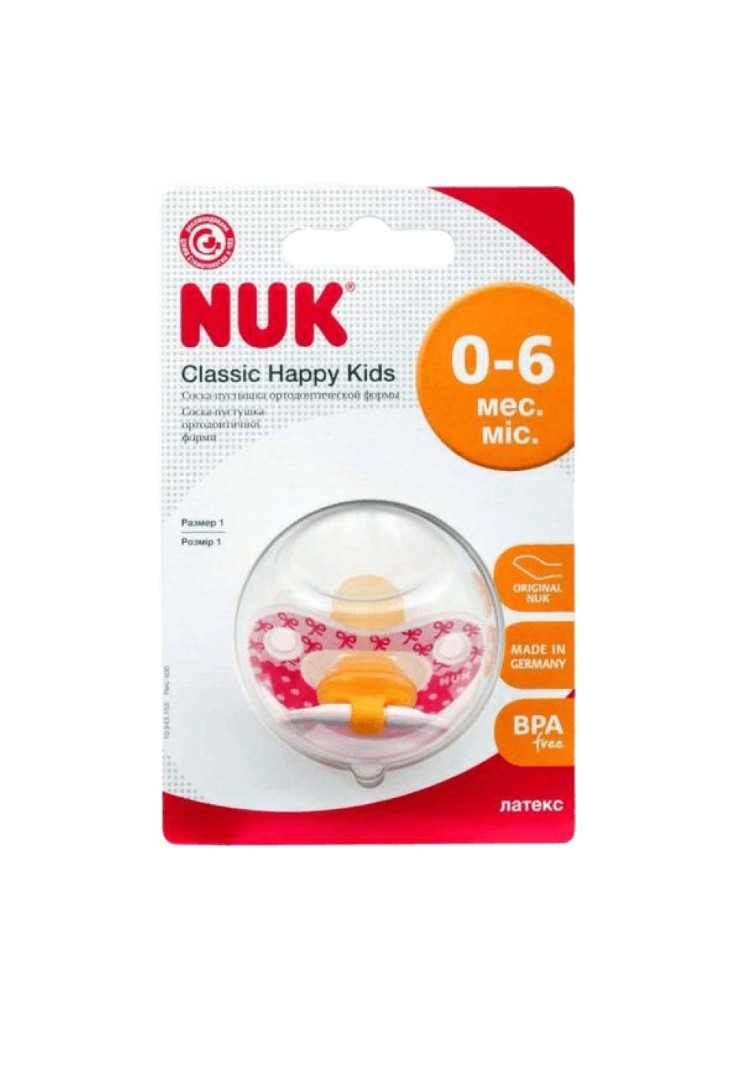 *Пустышка Nuk 10725596 ортодонтическая Happy Kids р 1 *Пустышка Nuk 10725596 ортодонтическая Happy Kids р 1