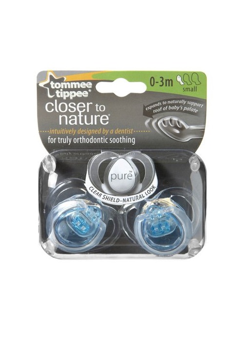 *Пустушка Tommee Tippee 43320084 ортодонтична Прозора 0-3 міс 2 шт