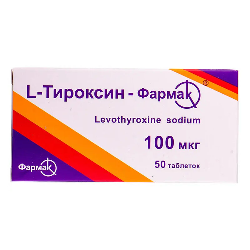 L-тироксин-Фармак таблетки по 100 мкг 50 шт. (10х5) L-тироксин-Фармак таблетки по 100 мкг 50 шт. (10х5)