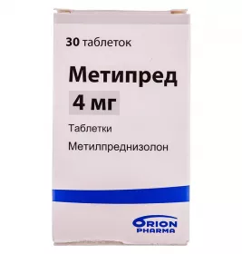 Метипред таблетки по 4 мг 30 шт. у флаконі