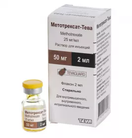 Метотрексат-Тева розчин для ін'єкцій 25 мг/мл (50 мг) по 2 мл у флаконі 1 шт.