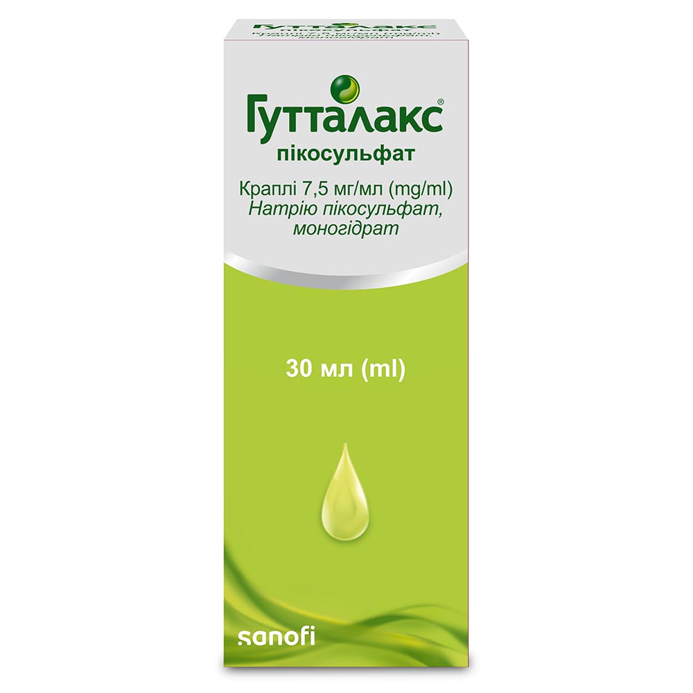 Гутталакс пікосульфат краплі 7.5 мг/мл по 30 мл у флаконі 1 шт.