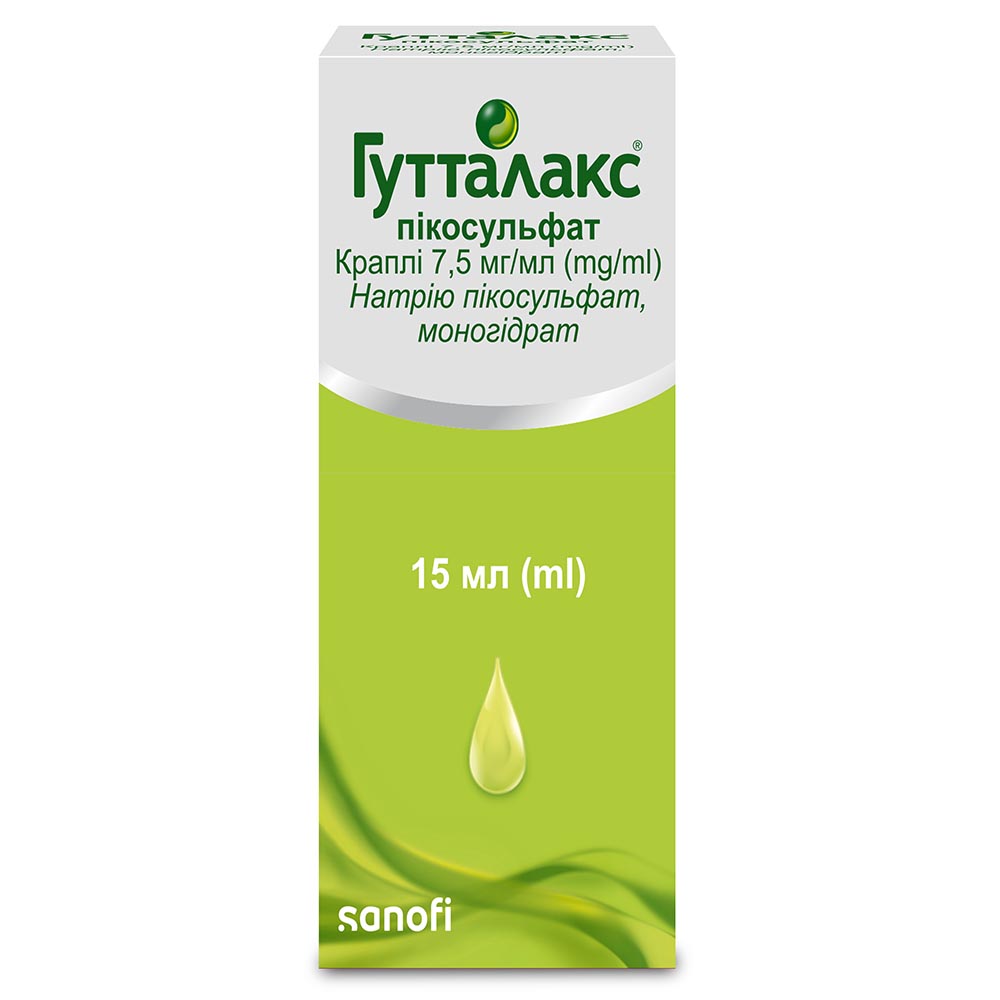 Гутталакс пікосульфат краплі 7.5 мг/мл по 15 мл у флаконі 1 шт.