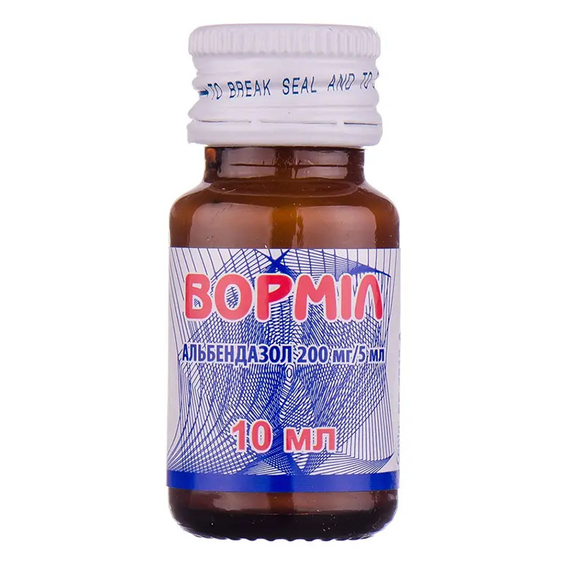 Вормил суспензия 200 мг/5 мл по 10 мл во флаконе