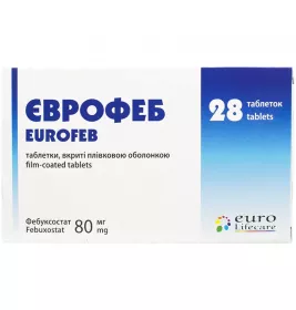 Єврофеб таблетки по 80 мг 28 шт. (14х2)