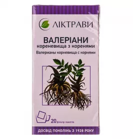Валеріани кореневища з корінням по 1.5 г у фільтр-пакетиках 20 шт. - Ліктрави