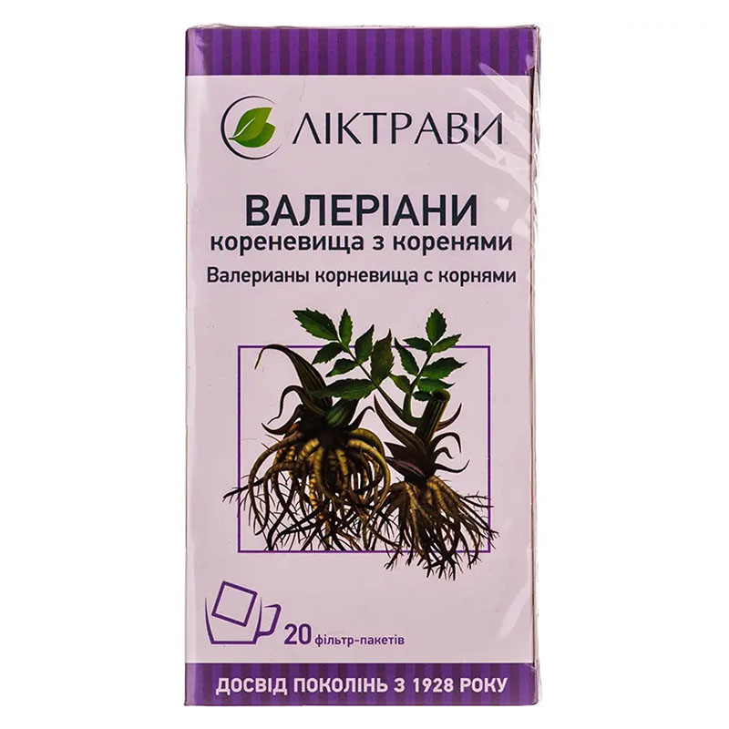 Валеріани кореневища з корінням по 1.5 г у фільтр-пакетиках 20 шт. - Ліктрави