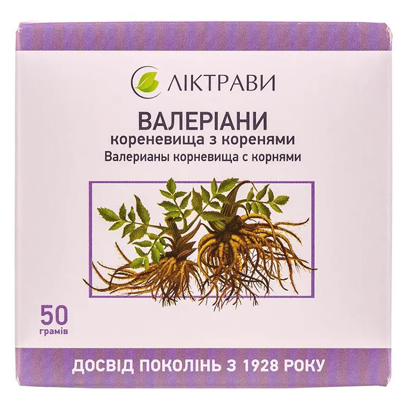 Валеріани кореневище з корінням по 50 г у пачці - Ліктрави
