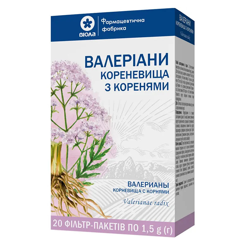 Валеріани кореневища з корінням по 1.5 г у фільтр-пакетиках 20 шт. - Віола