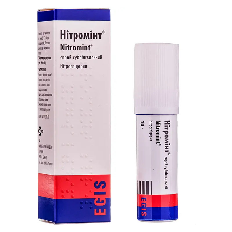 Нітромінт спрей 0.4 мг/дозу по 10 г (180 доз) у балоні