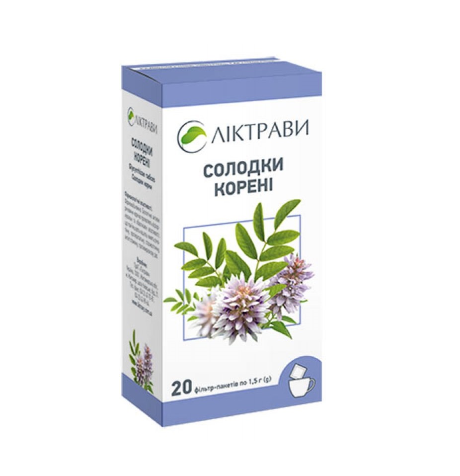 Солодки корені по 1,5 г у фільтр-пакетиках 20 шт.