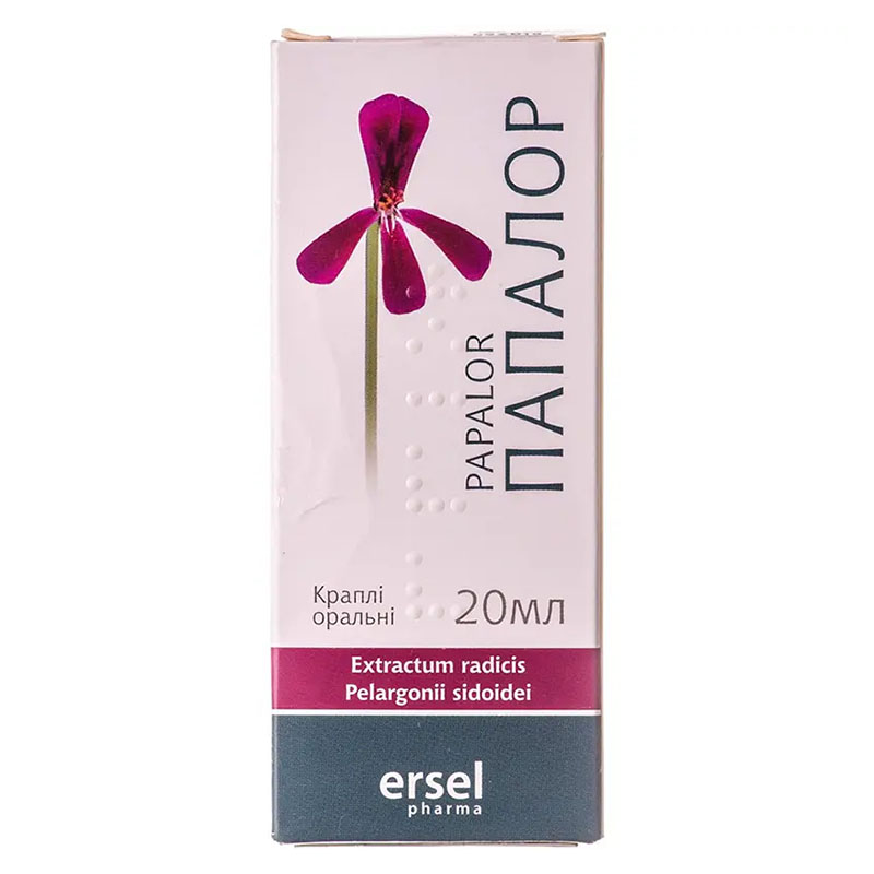 Папалор краплі по 20 мл у контейнері