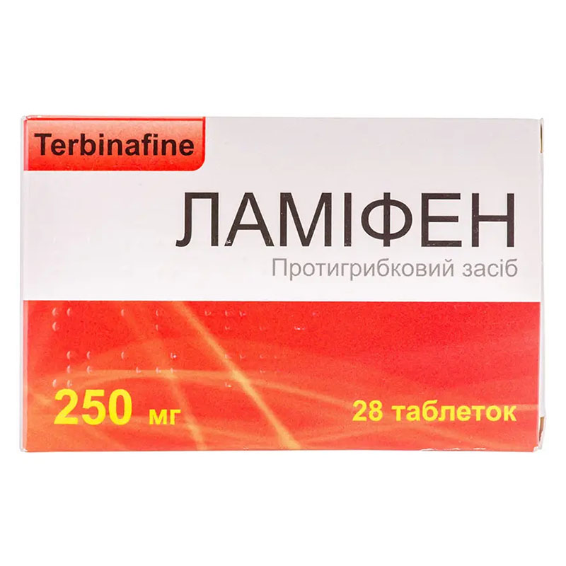 Ламифен таблетки по 250 мг 28 шт. (7х4) Ламифен таблетки по 250 мг 28 шт. (7х4)