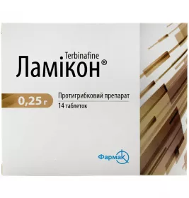 Ламикон таблетки по 0.25 г 14 шт. (7х2)