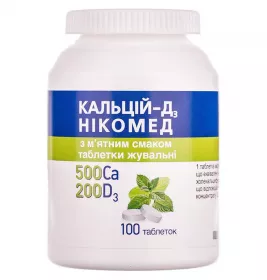 Кальций-Д3 Никомед с мятным вкусом таблетки 100 шт. во флаконе
