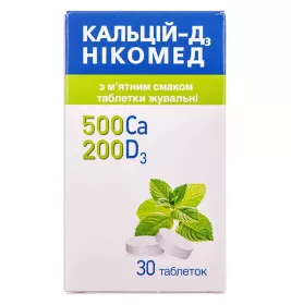 Кальций-Д3 Никомед с мятным вкусом таблетки 30 шт. во флаконе