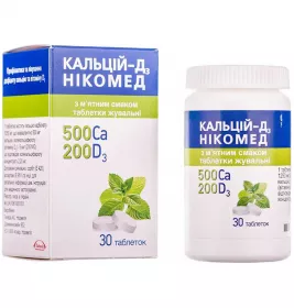 Кальцій-Д3 Нікомед з м'ятним смаком таблетки 30 шт. у флаконі