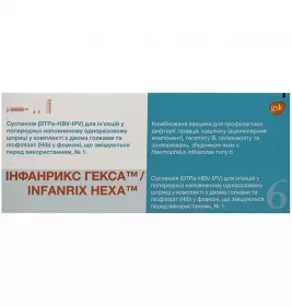 Інфанрікс Гекса вакцина 1 доза по 0,5 мл у шприцах з голкою 1 шт