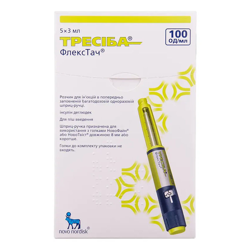Тресіба ФлексТач розчин для ін'єкцій 100 ОД/мл по 3 мл у шприц-ручці 5 шт.