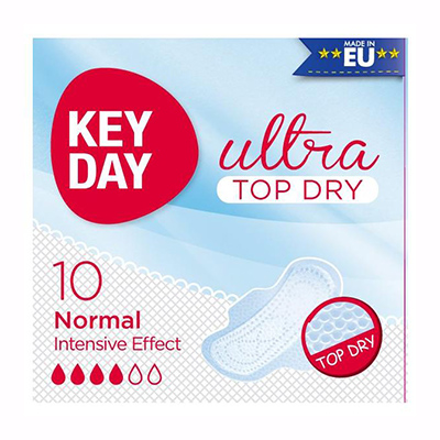 *Прокладки KEY DAY 0645/1201 ультра тонкі з крильцями ULTRA TOP DRY NORMAL №10